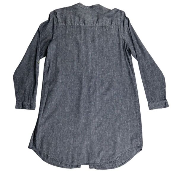 J.Jill Linen Blend Shirt Mini Dress Long Roll Tab Sleeve Women's Size Small - Picture 2 of 5